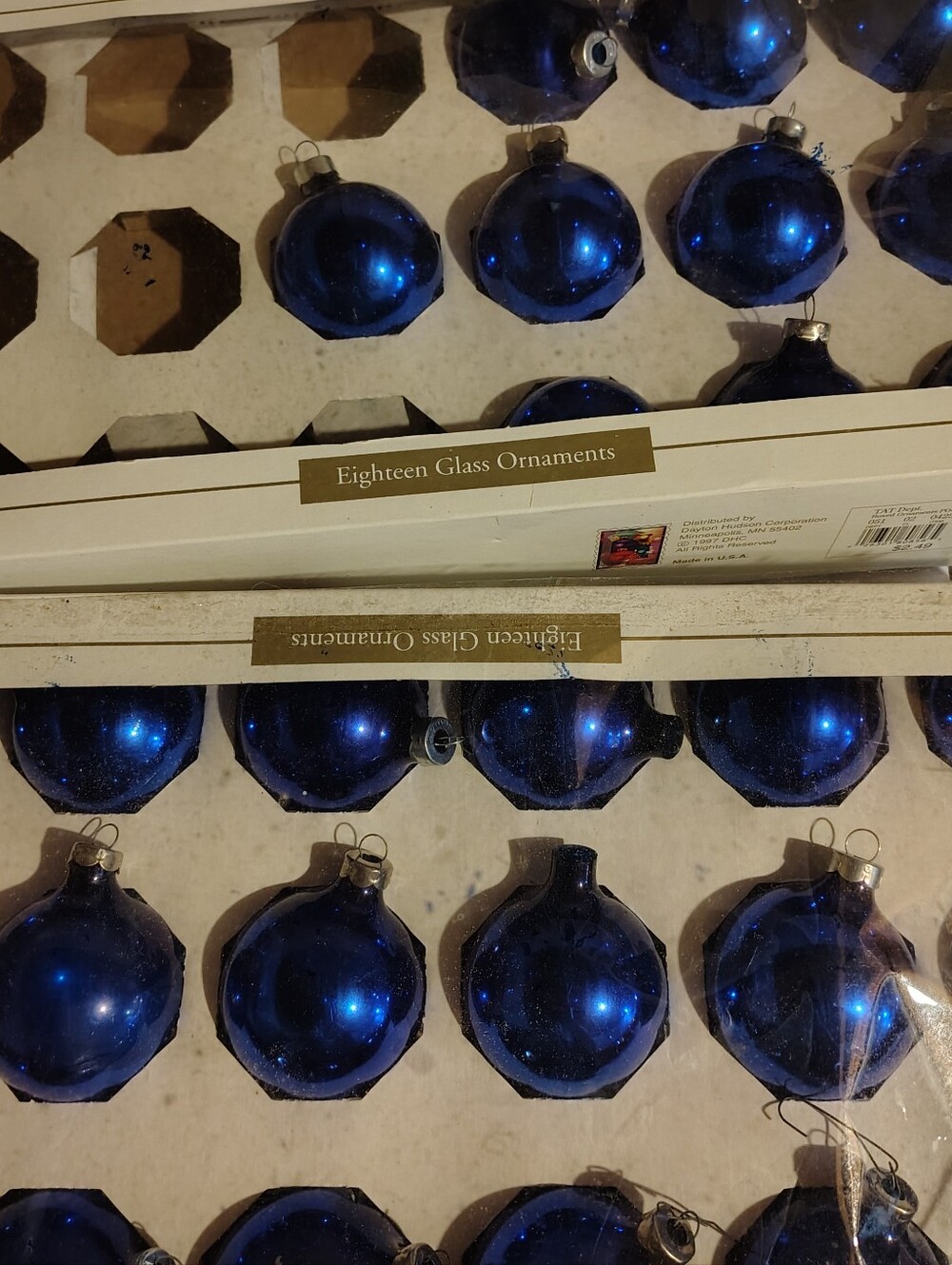 Dayton Hudson Vintage Rare Blue Glass Ornaments 28 count Christmas Holiday Decor